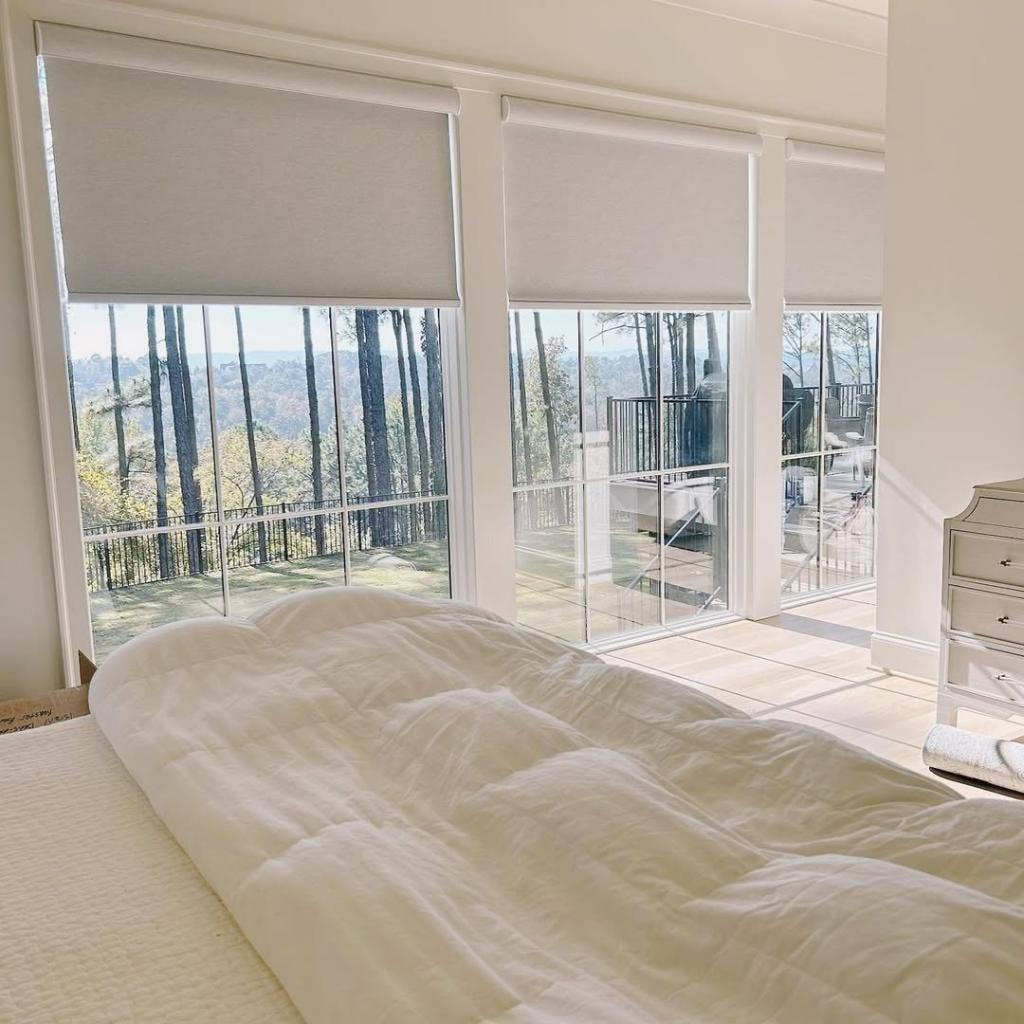 Roller shades on large windows